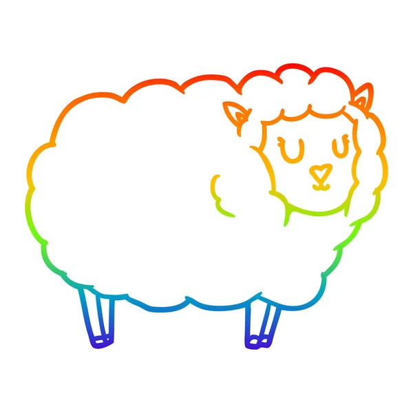 Rainbow gradient line drawing cartoon sheep — Stock Vector
