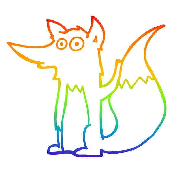 Arco iris gradiente línea dibujo dibujos animados lobo — Archivo Imágenes Vectoriales