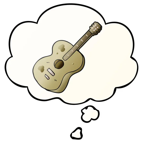 Мультяшна гітара та міхур у стилі гладкого градієнта — стоковий вектор