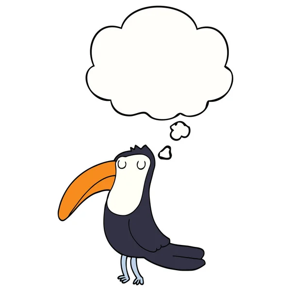 Cartoon Toucan en dacht Bubble — Stockvector