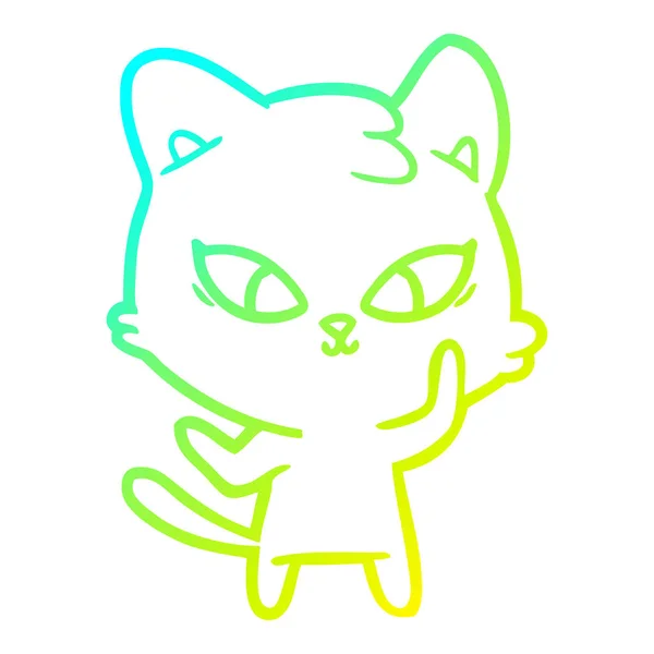 Холодна градієнтна лінія малювання милий мультяшний кіт — стоковий вектор