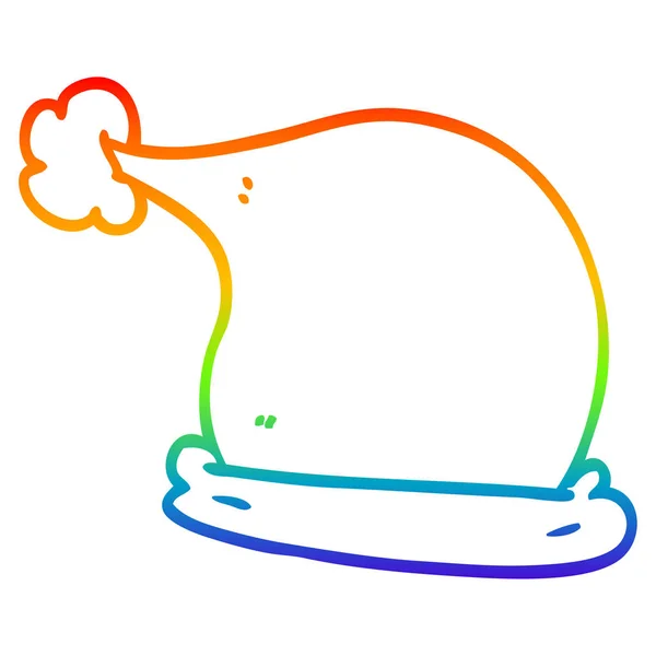 Línea de gradiente arco iris dibujo dibujos animados sombreros de Navidad — Archivo Imágenes Vectoriales