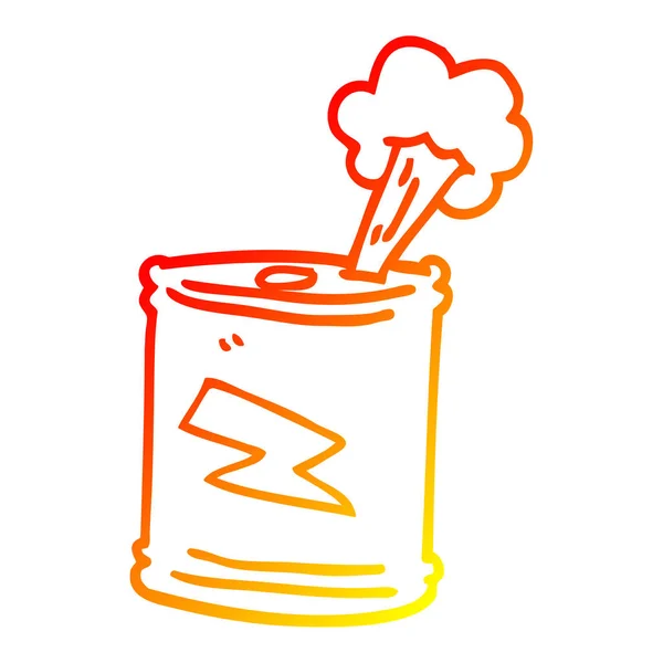 Warm gradient line drawing cartoon fizzy drinks can — Stock Vector