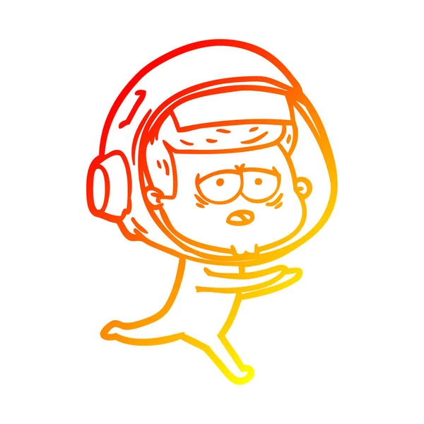 Linha gradiente quente desenho cartoon astronauta cansado —  Vetores de Stock