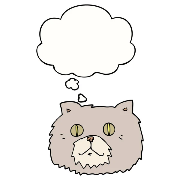 Καρτούν πρόσωπο γάτα και φούσκα σκέψης — Διανυσματικό Αρχείο