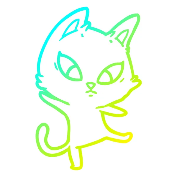 Холодна градієнтна лінія малювання спантеличена мультяшна кішка — стоковий вектор
