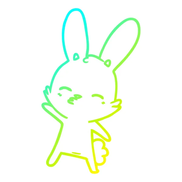 Linea gradiente freddo disegno curioso coniglietto cartone animato — Vettoriale Stock