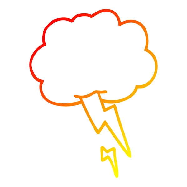 Čára teplého gradientu obrázek kreslený bouřkové mraky s bleskem — Stockový vektor