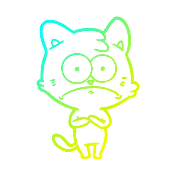 冷たいグラデーションライン描画漫画神経質な猫 — ストックベクタ