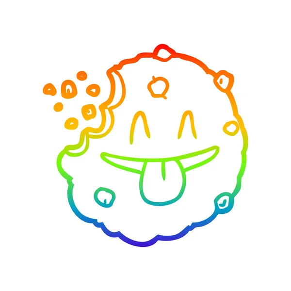 Regenboog gradiënt lijntekening cartoon cookie — Stockvector