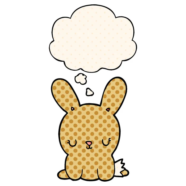 Mignon lapin dessin animé et bulle de pensée dans le style de bande dessinée — Image vectorielle