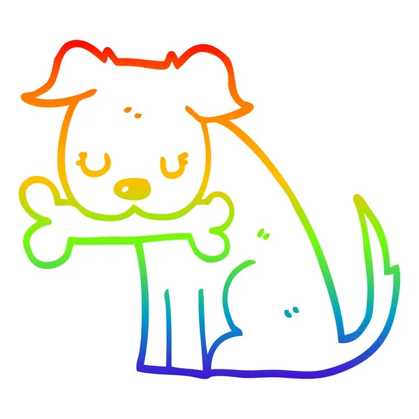 Rainbow gradient ligne dessin chien dessin animé — Image vectorielle