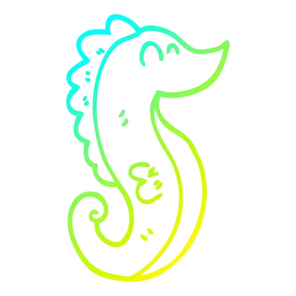 Koude gradiënt lijntekening cartoon Sea Horse — Stockvector