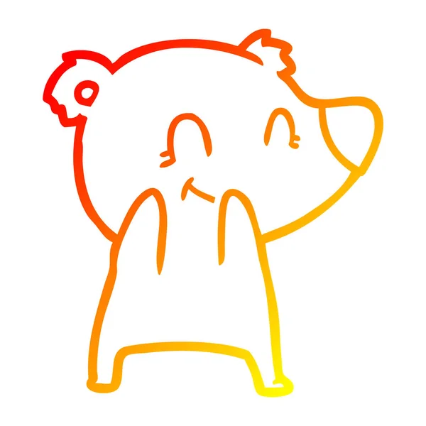 Linea gradiente caldo disegno amichevole orso cartone animato — Vettoriale Stock