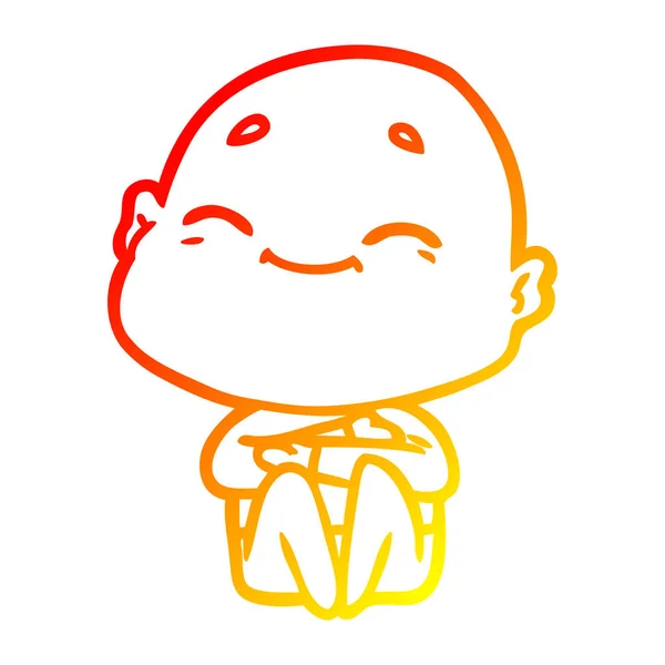 Linea gradiente caldo disegno felice uomo calvo cartone animato — Vettoriale Stock
