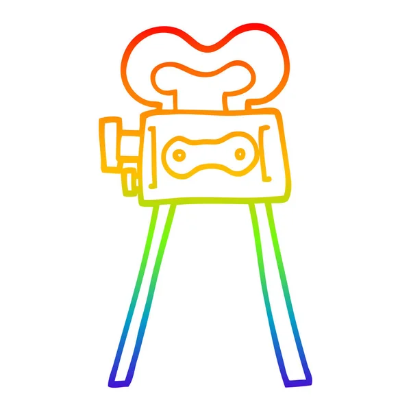 Arco iris gradiente línea dibujo dibujos animados película cámara — Vector de stock