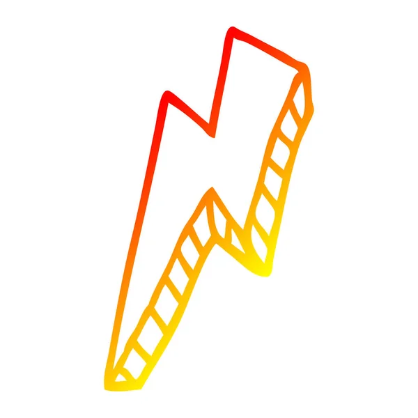 Warm gradient line drawing cartoon thunder bolt — Stock Vector