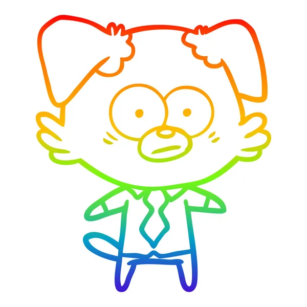 Rainbow gradient line drawing nervous dog boss — Stock Vector