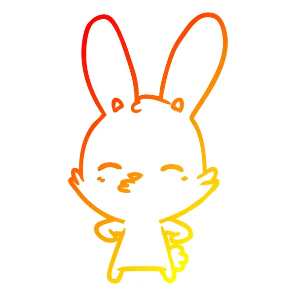 温暖的渐变线绘制好奇的兔子卡通 — 图库矢量图片