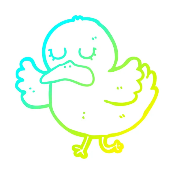 Cold gradient line drawing cartoon duck — Stock Vector