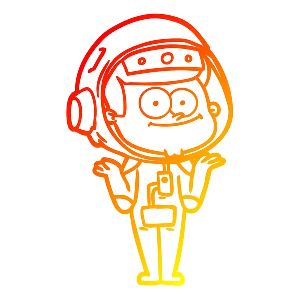 Linha gradiente quente desenho feliz astronauta desenhos animados —  Vetores de Stock