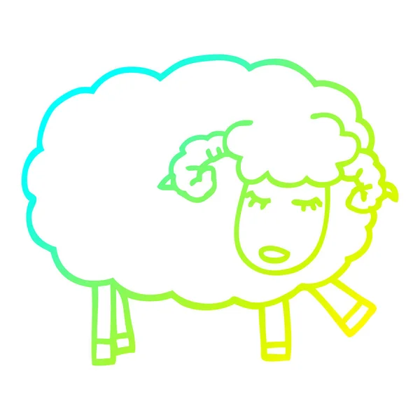 冷たいグラデーションライン描画漫画かわいい羊 — ストックベクタ