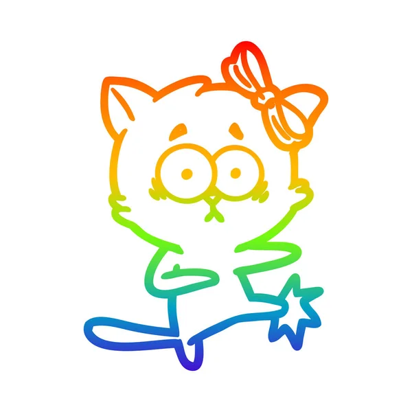 Rainbow gradien baris gambar kucing kartun - Stok Vektor