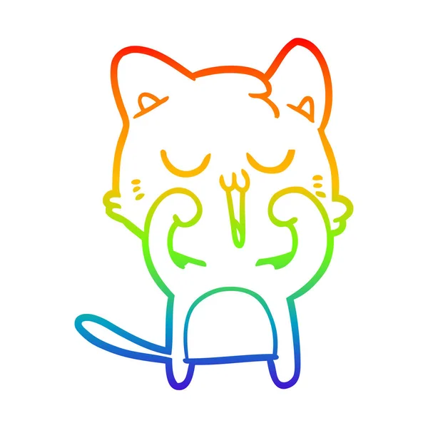 Regnbue gradient linje tegning tegneserie kat sang – Stock-vektor