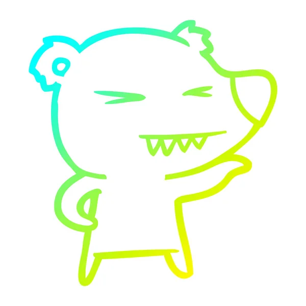 Ligne de gradient froid dessin animé ours en colère — Image vectorielle