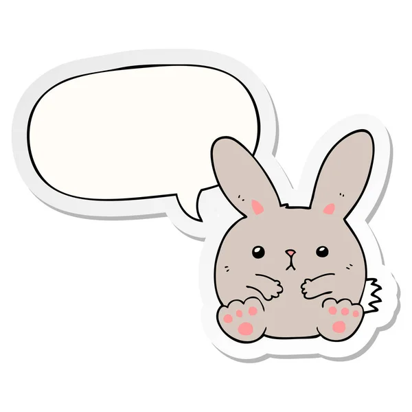 Bande dessinée lapin et bulle de parole autocollant — Image vectorielle