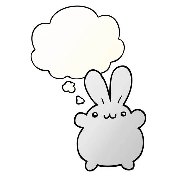 Dessin animé lapin et bulle de pensée en style dégradé lisse — Image vectorielle