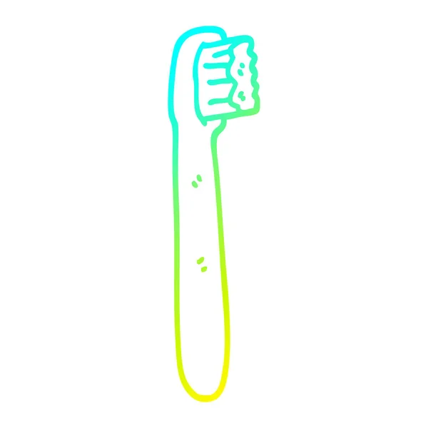 Línea de gradiente frío dibujo cepillo de dientes de dibujos animados — Vector de stock