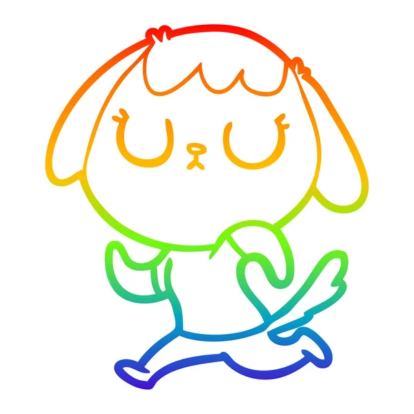 Regenboog gradiënt lijntekening cute cartoon hond — Stockvector