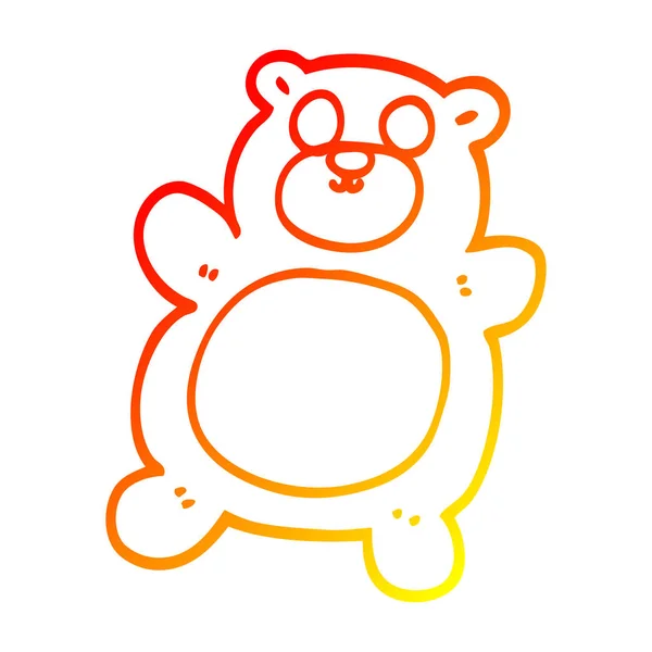 Warm gradient line drawing cartoon teddy bear — Stock Vector