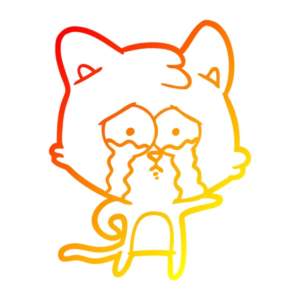 Chaud gradient ligne dessin dessin animé pleurer chat — Image vectorielle