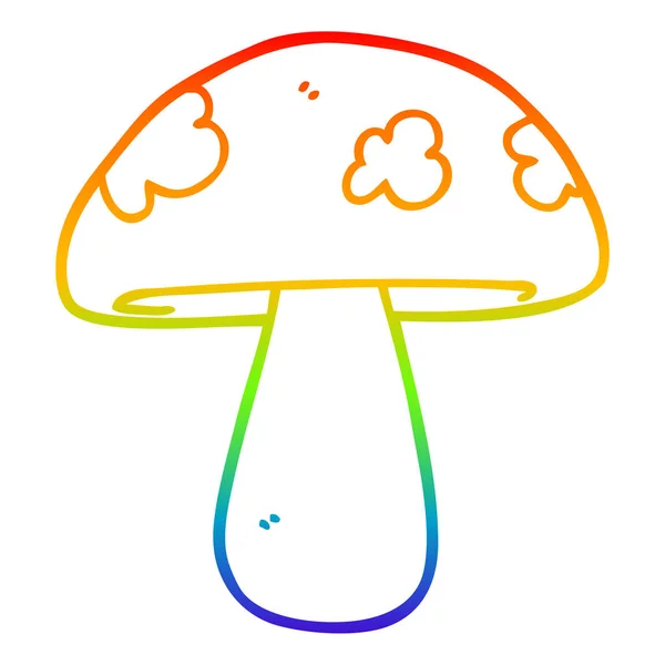虹のグラデーションライン描画漫画キノコ — ストックベクタ