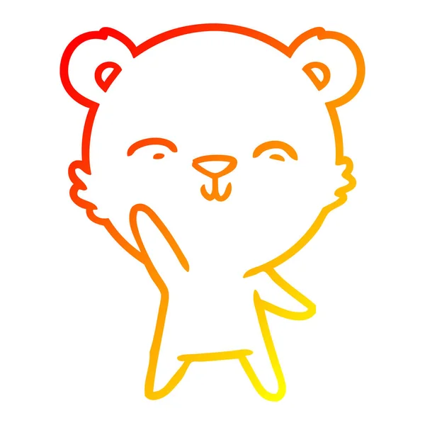 Varm gradient linje ritning Happy Cartoon Bear — Stock vektor