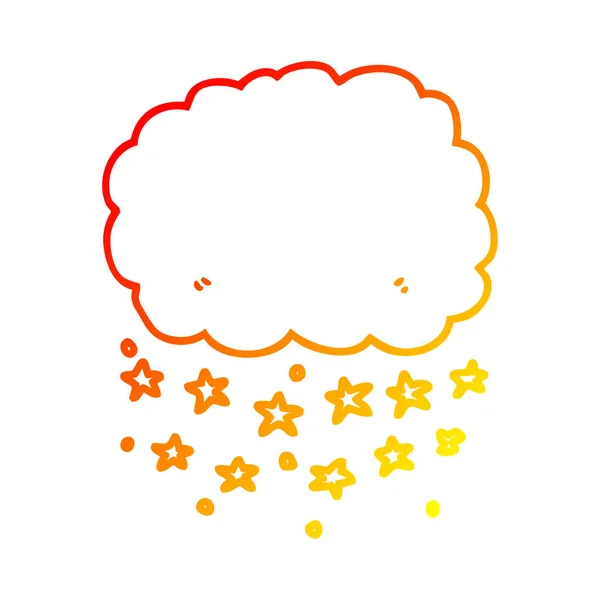 Warm gradient line drawing cartoon rain cloud — Stock Vector