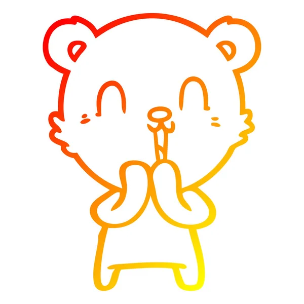 Teplý gradient čára kreslení šťastný kreslený lední medvěd — Stockový vektor