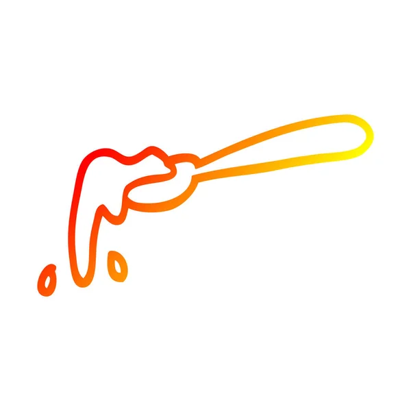 Warm gradient line drawing cartoon ladle of food — Stock Vector
