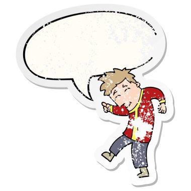 çizgi film dans adam ve konuşma balonu sıkıntılı etiket