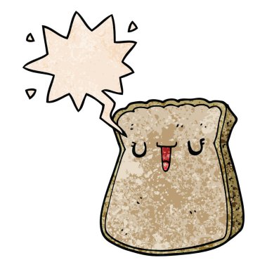 retro doku tarzında ekmek ve konuşma balonu karikatür dilim