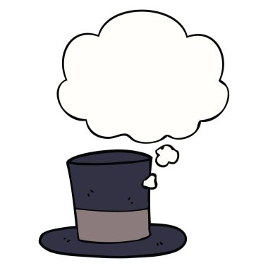 karikatür üst şapka ve düşünce balonu