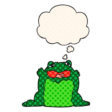 çizgi film kurbağası ve çizgi roman tarzında düşünce balonu