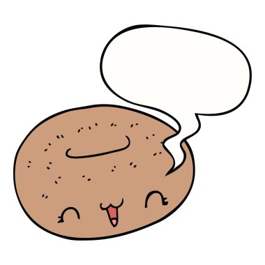 sevimli karikatür donut ve konuşma balonu
