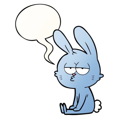 pürüzsüz degrade tarzında sevimli karikatür tavşan ve konuşma balonu