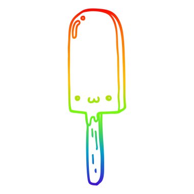 gökkuşağı degrade çizgi çizim karikatür buz lolly