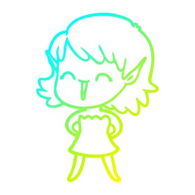 soğuk degrade çizgi çizim karikatür elf kız