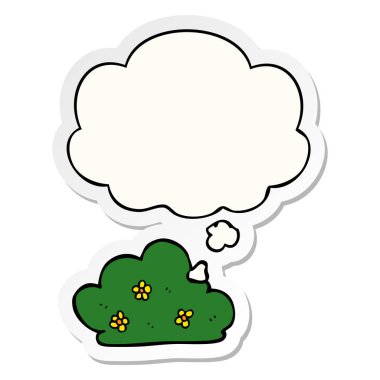 karikatür çit ve baskılı bir etiket olarak düşünce balonu