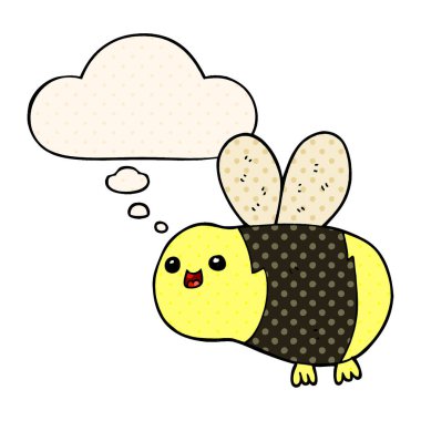 çizgi roman tarzında karikatür arı ve düşünce balonu